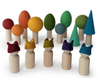 Rainbow Playset - Rainbow Peg Doll Playset - Wooden toys - Woodland Tree Playset - Open-ended toys - Minimalist forest