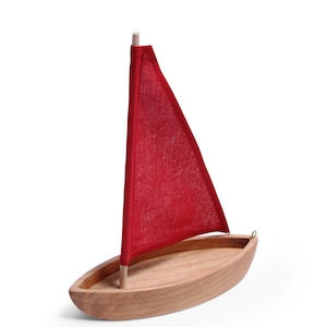 Wooden toy boat Sailboat Boat Toy Natural Toy red