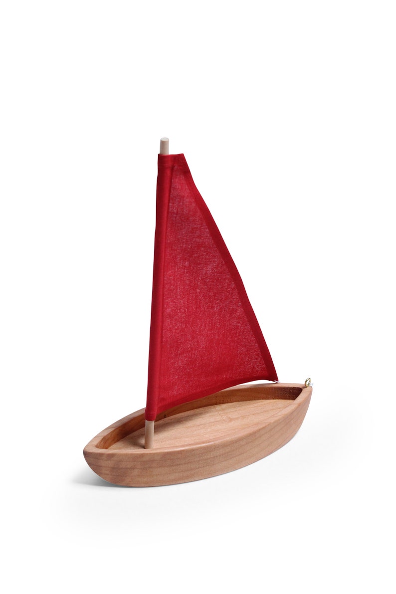 Wooden toy boat Sailboat Boat Toy Natural Toy red