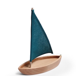 Wooden toy boat Sailboat Boat Toy Natural Toy teal