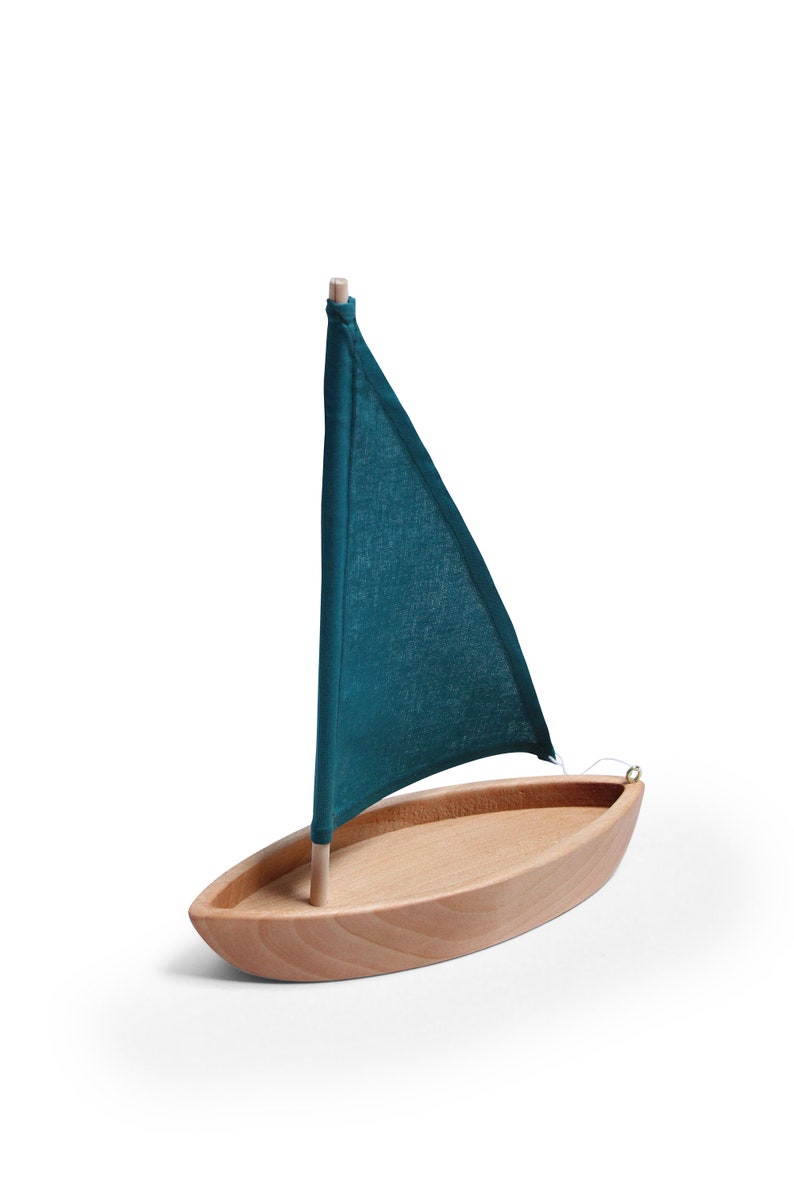 Wooden toy boat Sailboat Boat Toy Natural Toy teal