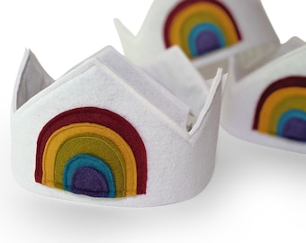 Rainbow Crown - Felt Crown - Party Crown - Kid Costume - Birthday Crown - Neutral Costume