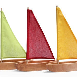 Wooden toy boat Sailboat Boat Toy Natural Toy yellow