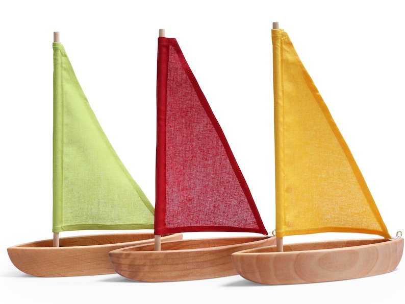 Wooden toy boat Sailboat Boat Toy Natural Toy yellow