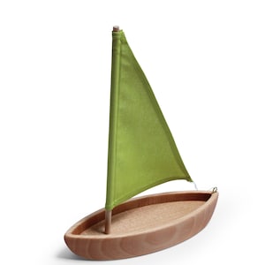 Wooden toy boat Sailboat Boat Toy Natural Toy apple green