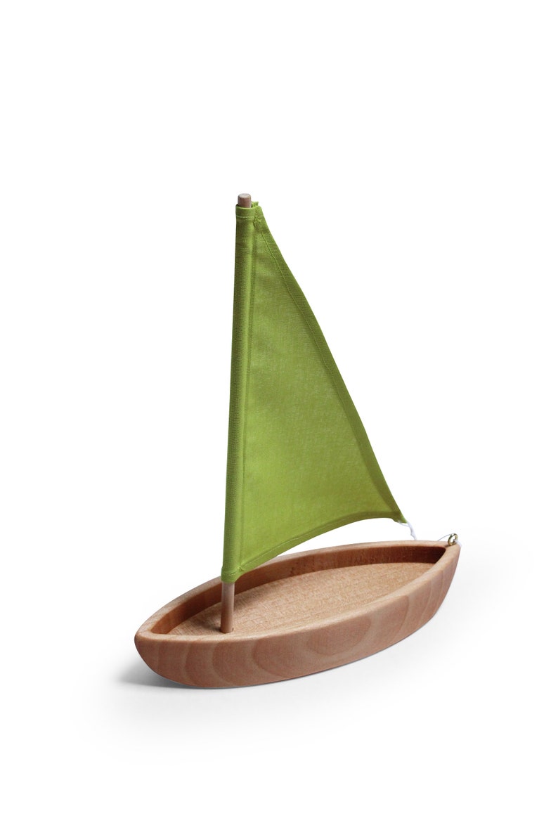 Wooden toy boat Sailboat Boat Toy Natural Toy apple green