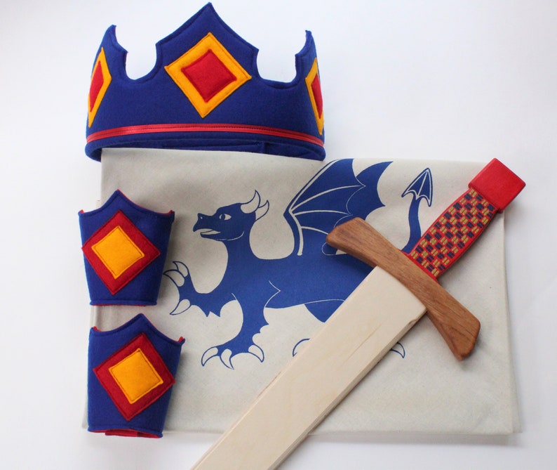 Kid dress up-Princess costume-Knight Costume-Super Hero costume Crown,Magic Wand and Tunic PRINCESS-KNIGHT SET