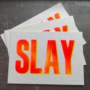SLAY - carte postale imprimée en typographie