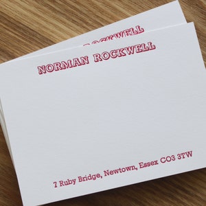 Personalisiertes Briefpapier Set - Briefdruck gedruckte Briefpapierkarten, Schreibpapier, Name, Adresse, Rockwell Schrift