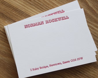 Personalised stationery set - letterpress printed correspondence cards, writing paper, name, address, Rockwell font