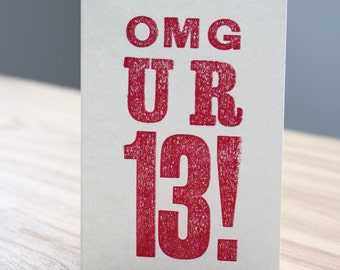 OMG! Letterpress Birthday Card