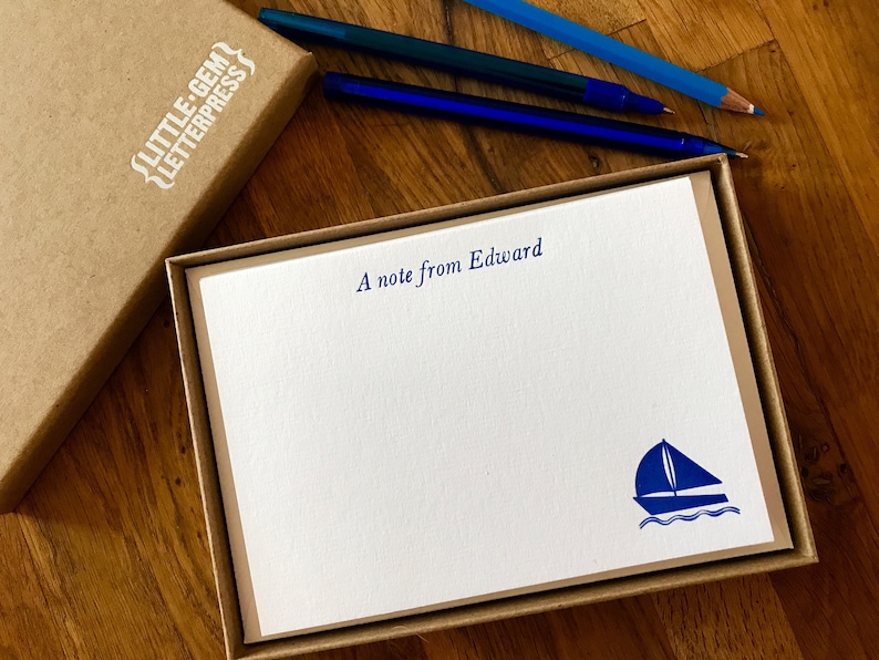 Children's Personalised Stationery Boat Motif Etsy UK