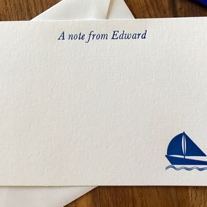 Kinder personalisierte Schreibwaren - Boot-Motiv, Buchdruck gedruckt Kartenset mit Segeln Bild, Geschenk-Box, Dankeschön-Karten, Geschenk für jungen