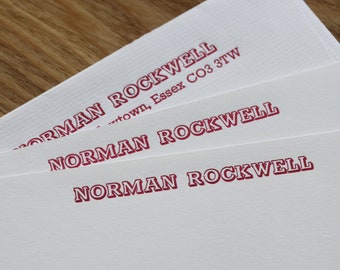 Personalised stationery, letterpress printed notecards, writing paper, gift pack, name and address, stylish font, Rockwell