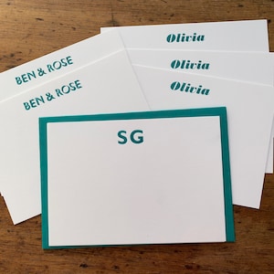 Personalisierte Briefkarten - Briefdruck gedruckte Briefkarten in türkischer Tinte, passende Briefumschläge, Schriftartenauswahl, Geschenkbox