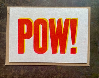 Pow! - letterpress printed postcard