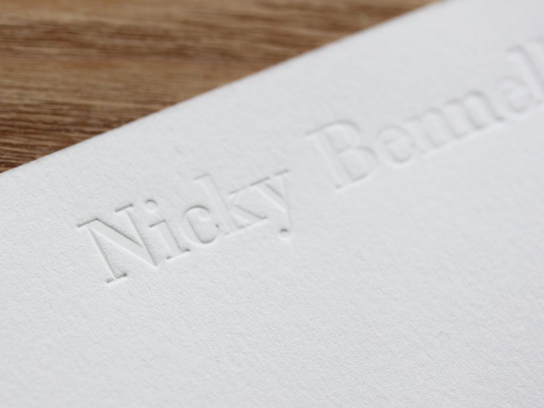 Personalised Note Cards Letterpress Printed Inkless Etsy