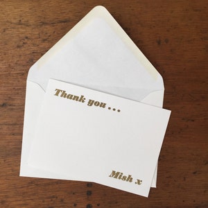 Dankeschön-Karten personalisiert - Buchdruck gedruckt, Gold oder tinteless, maßgeschneiderte Notiz-Karte-Set, mit Namen und Kuss, Geschenk-Pack