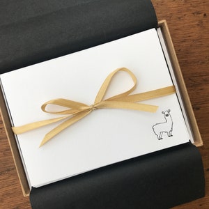 Llama/alpaca notecards - letterpress printed correspondence cards with llama artwork, can be personalised, gift box