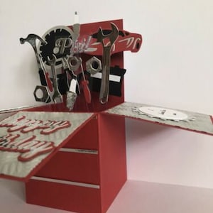 Boîte anniversaire mécanicien carte homme mari petit ami voitures boîte à outils souvenir fait main 30e 40e 50e 60e personnalisé