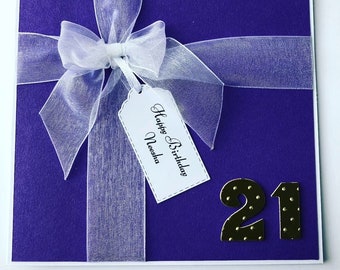 Biglietto d'auguri fatto a mano personalizzato 18° 21° 30° 40° 50° 60° 70° 80° 90° 100° signore donne ragazze