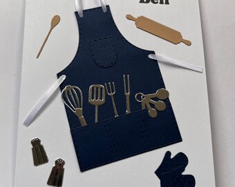 Biglietto di auguri di compleanno personalizzato fatto a mano per 18, 21, 30, 40, 50, 60 anni, uomo, donna, chef