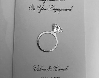 Biglietto di fidanzamento personalizzato per donna, uomo, oro e argento