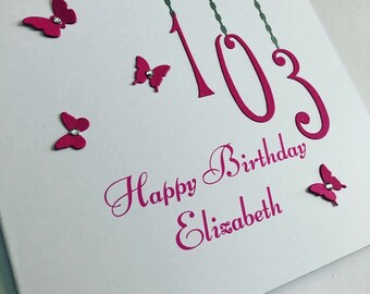 Biglietto di auguri di compleanno personalizzato fatto a mano per donne con farfalle