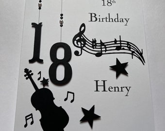 Personalised Handmade Birthday Card 18th 21st 30th 40th 50th 60th Mens Women Music