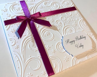 Biglietto di auguri di compleanno per donne fatto a mano, personalizzato, rosa per donne e ragazze