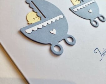 Carte personnalisée faite main pour félicitations, naissance de jumeaux, nouveau bébé garçon fille