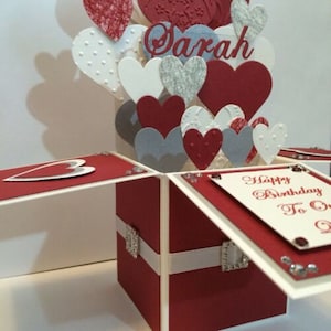 Biglietto personalizzato fatto a mano per compleanno, San Valentino, anniversario, ricordo della moglie, fidanzata, ricordo bordeaux