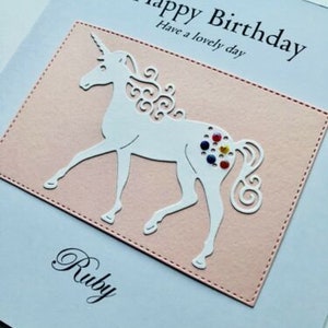 Personalised Handmade Birthday Card Kids Child Unicorn Girls Women’s