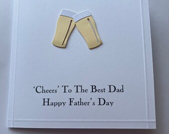 Biglietto d'auguri personalizzato fatto a mano per la festa del papà, per uomo, gentiluomo, per brindare con la birra.