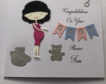 Biglietto di auguri per baby shower personalizzato fatto a mano