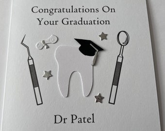 Biglietto di auguri di laurea personalizzato fatto a mano "Ben fatto", per dentista, laureato, uomo, donna, unisex.