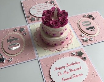 Biglietto di auguri di compleanno personalizzato per moglie, fidanzata, ragazza, donna, rosa, ricordo, moglie, sorella, 21, 30, 40, 50, 60 anni