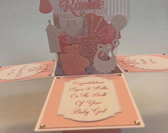 Scatola porta biglietti di auguri per neonato personalizzata fatta a mano con la tua frase, ricordo della nascita di un bambino o di una bambina