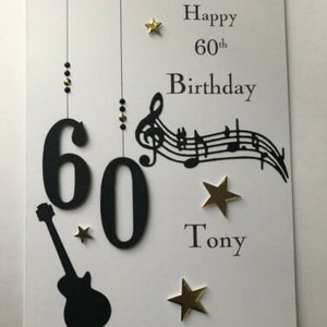 Carte d'anniversaire faite main personnalisée 18e 21e 30e 40e 50e 60e Homme Femme Musique