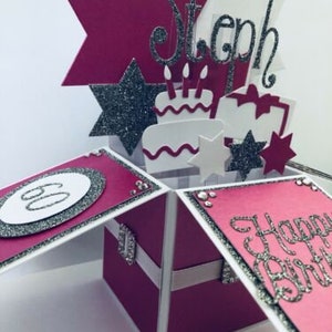 Personalisierte Geburtstagskarte Box Pink Mädchen Frau Freund Freundin Mama Women’s