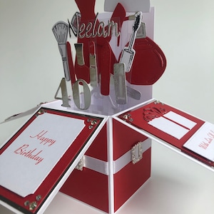 Caja de cumpleaños de maquillaje hecha a mano personalizada, tarjeta, esposa, amiga, novia, recuerdo