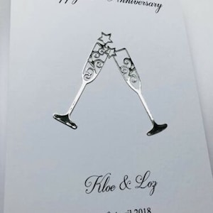 Carte personnalisée faite main de félicitations, fiançailles, anniversaire, champagne, mari, femme
