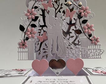 Biglietto di auguri per matrimonio fatto a mano personalizzato, biglietto di auguri per anniversario, ricordo rosa