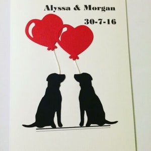 Biglietto di auguri personalizzato per anniversario e fidanzamento a forma di cuore per cani, per donna, uomo e donna