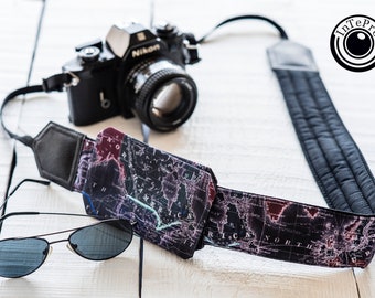 Map DSLR Strap Photography Adjustable Handmade Fabric Camera Strap Ocean
