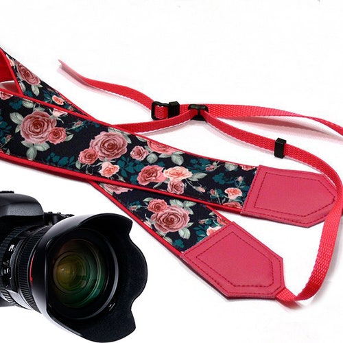 Flowers Camera Strap. Pink Roses Camera Strap. DSLR /SLR Etsy