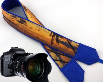 Personalized camera strap with sunset design. Beach Camera Strap. DSLR / SLR Camera Strap. Camera accessories. Photographer gift by InTePro