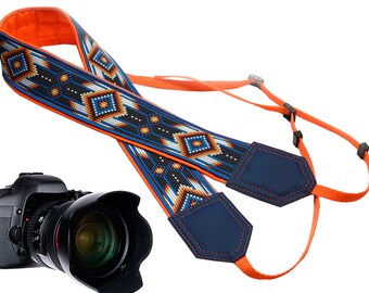 Camera strap inspired by Native American.  Southwestern Ethnic Camera strap.  Personalized Camera Strap. Camera accessories by InTePro