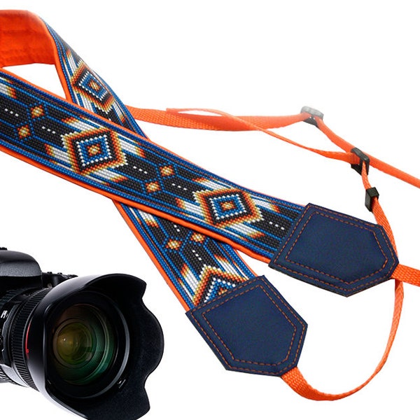 Camera strap inspired by Native American.  Southwestern Ethnic Camera strap.  Personalized Camera Strap. Camera accessories by InTePro