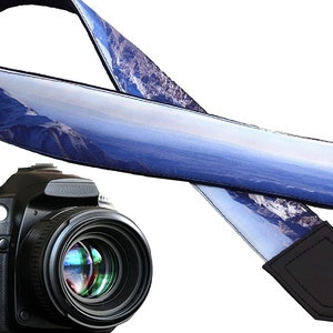 Mountain Camera Strap. Landscape camera strap. Black and blue DSLR / SLRCamera Strap. Camera accessories. Photographer gift by InTePro